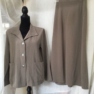 Susan Graver Brown Skirt set with jacket